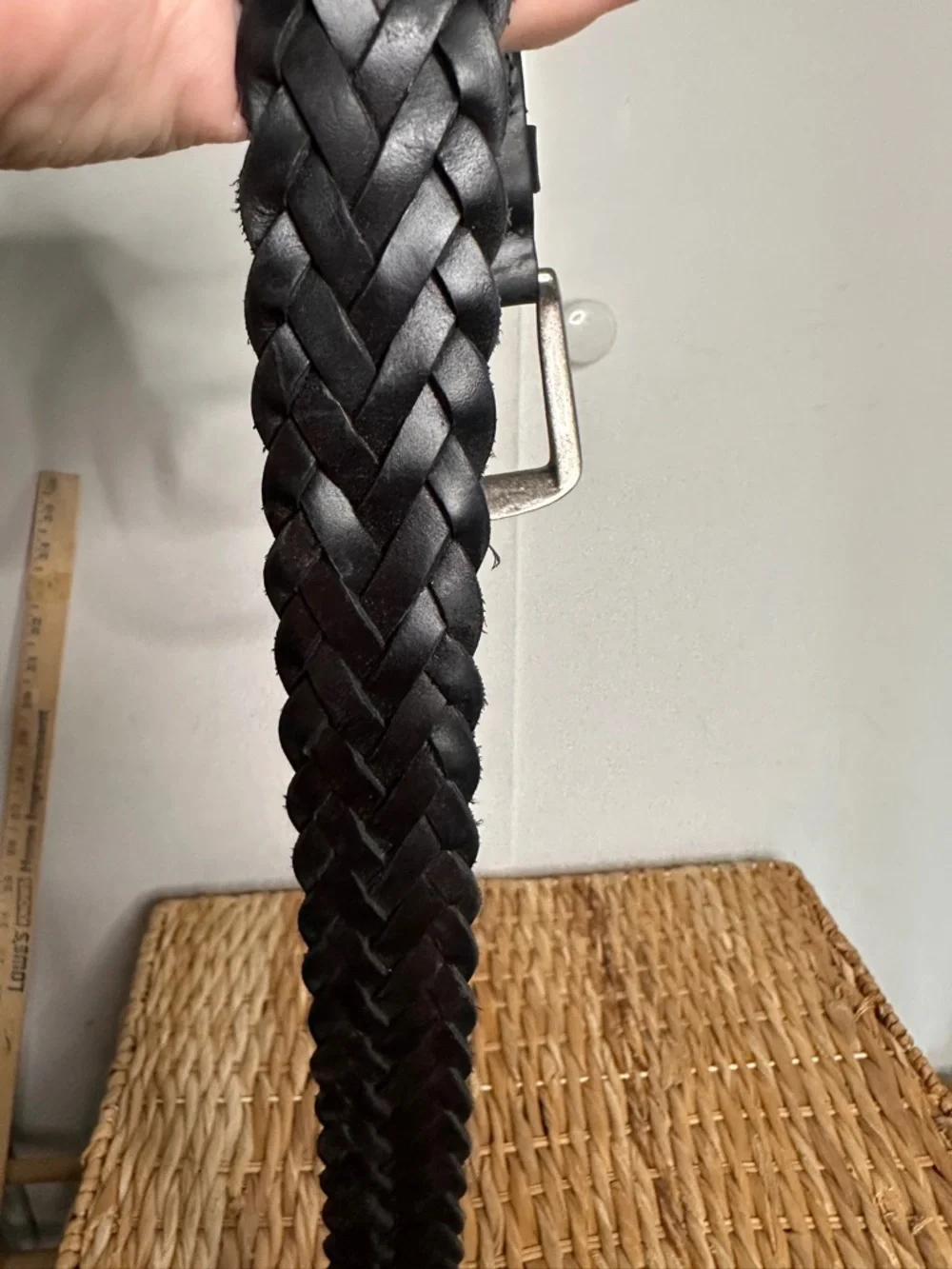 Black Genuine Leather Braided Men’s Belt - Picture 3 of 6